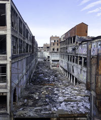 Nedlagd bilfabrik i Detroit